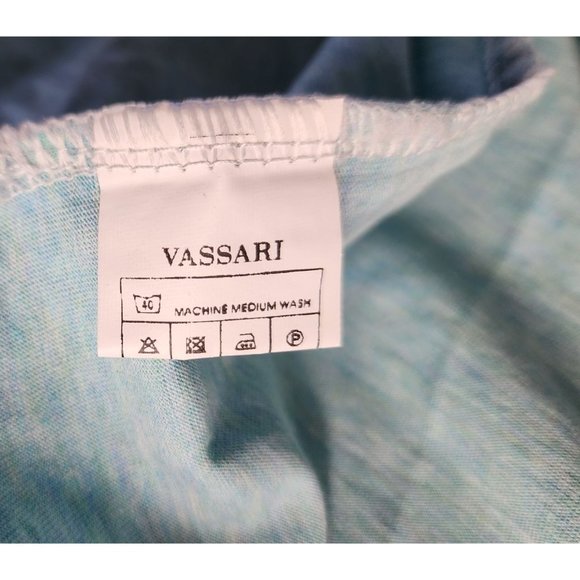 Rare Vassari Los Angeles Light Blue Crew Neck Men's Designer Shirt - Cut Edges - Picture 12 of 15